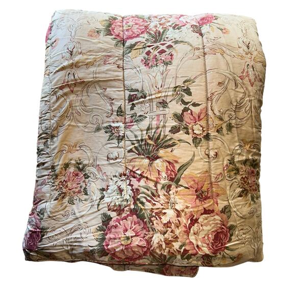RALPH LAUREN Hydrangea Flora Natural FULL/QUEEN Comforter Vintage USA Made - Picture 1 of 11